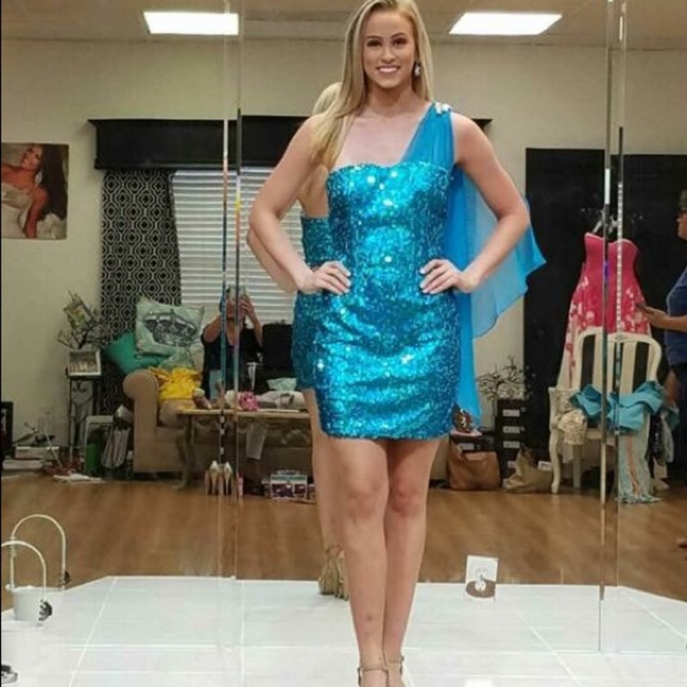Blue sequin cocktail dress RUNS SMALL